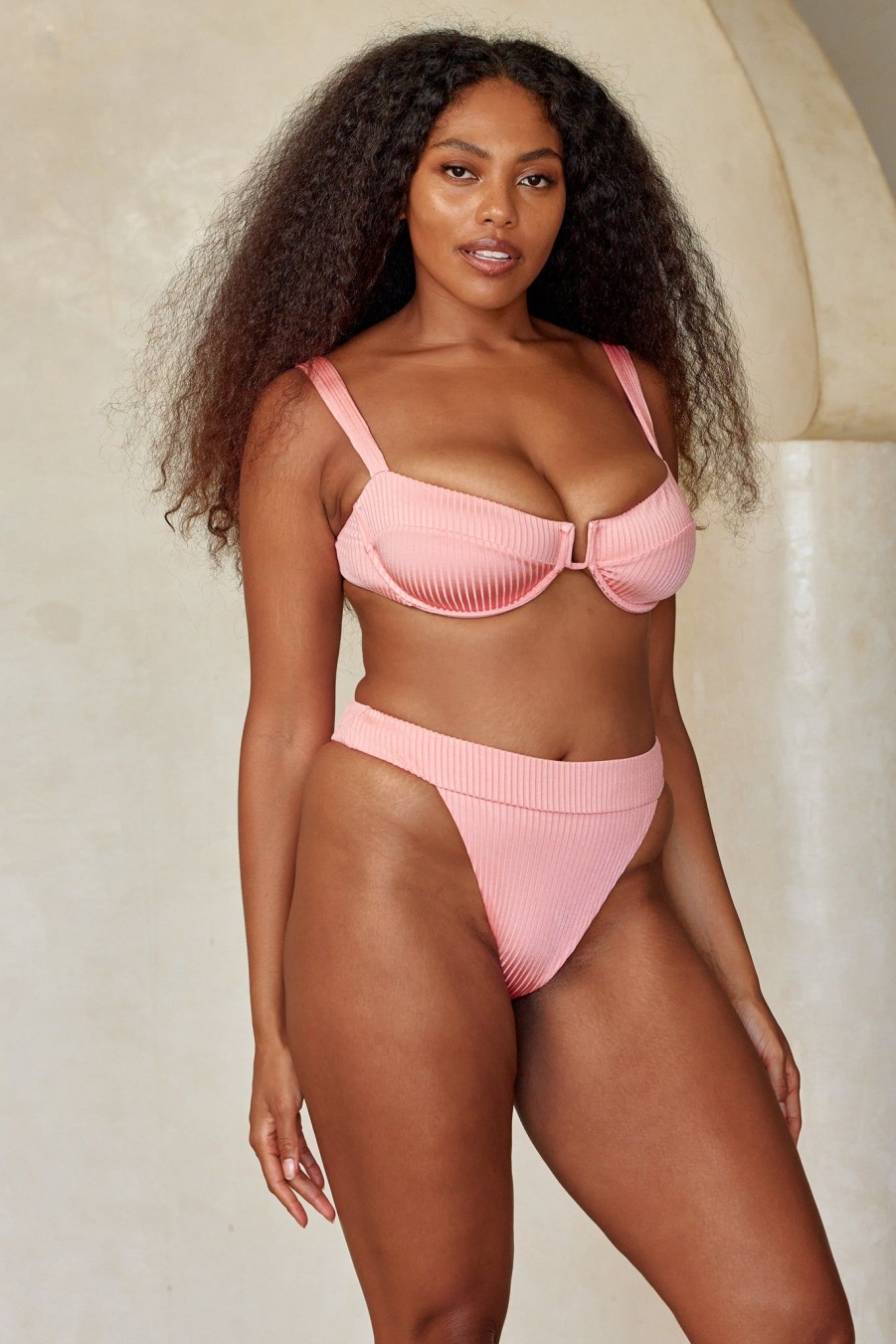 Women Monday Swimwear | Argentina Bottom-Guava Wide Rib