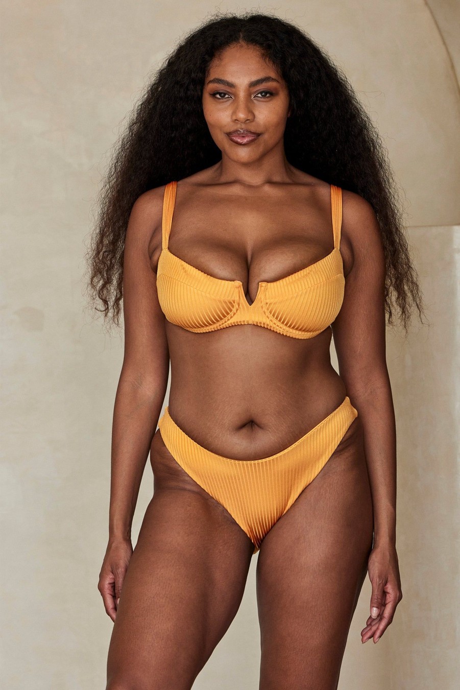 Women Monday Swimwear | Byron Bottom-Clementine Wide Rib