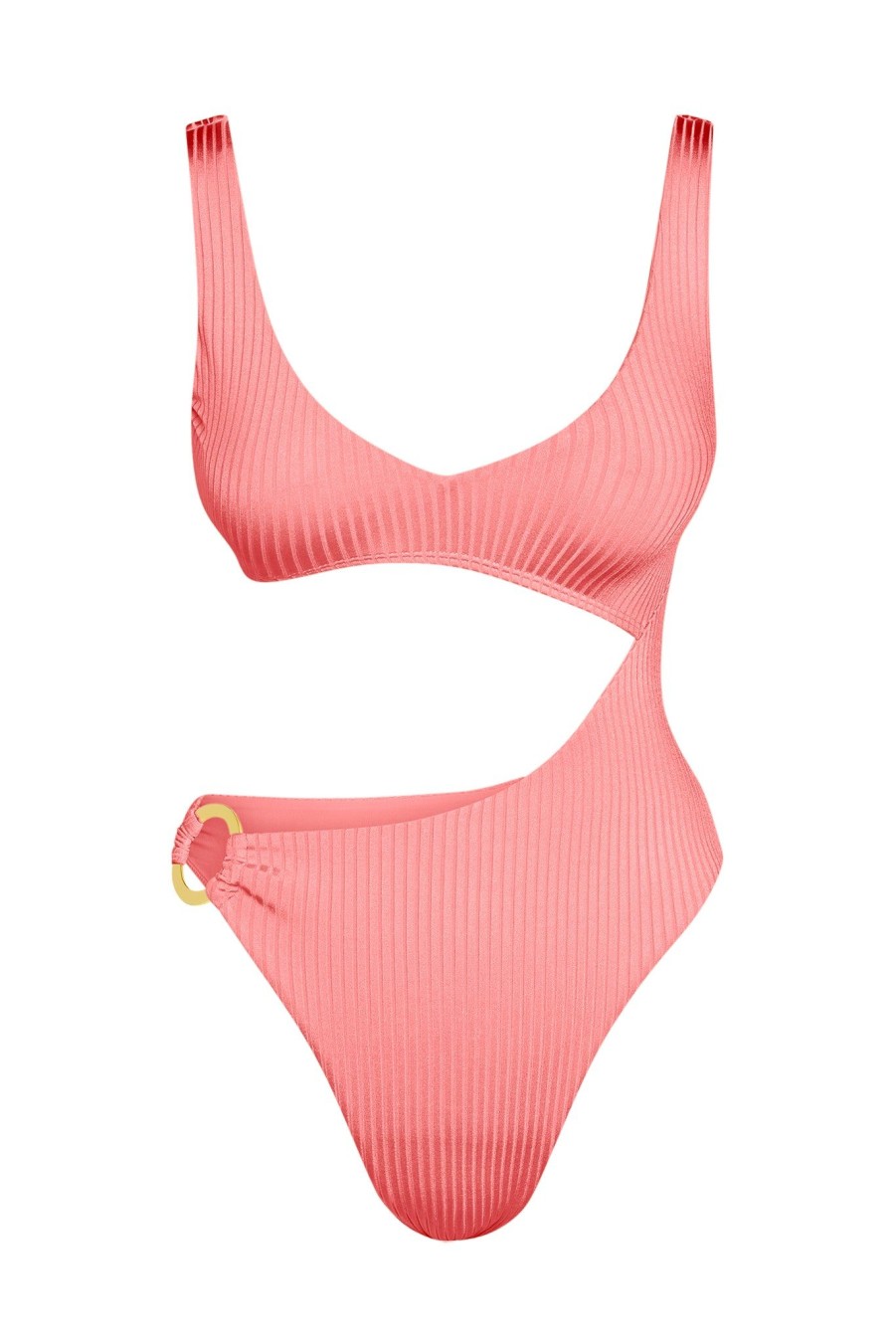 Women Monday Swimwear | St. Barth'S One Piece-Guava Wide Rib