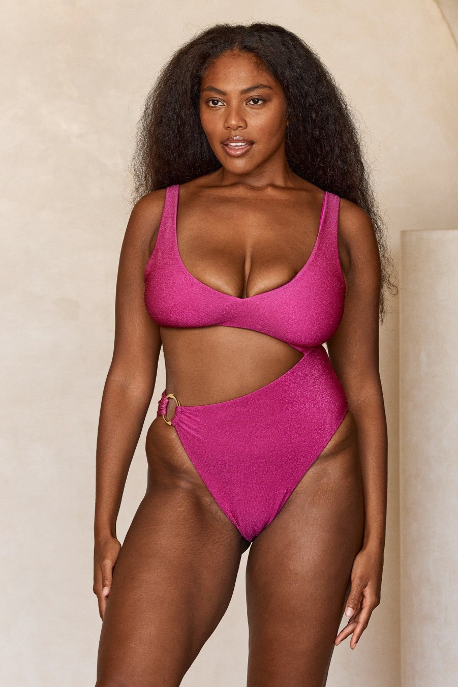 Women Monday Swimwear | St. Barth'S One Piece-Fuchsia Berry Shimmer