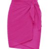 Women Monday Swimwear | Mykonos Sarong-Fuchsia Berry Crinkle