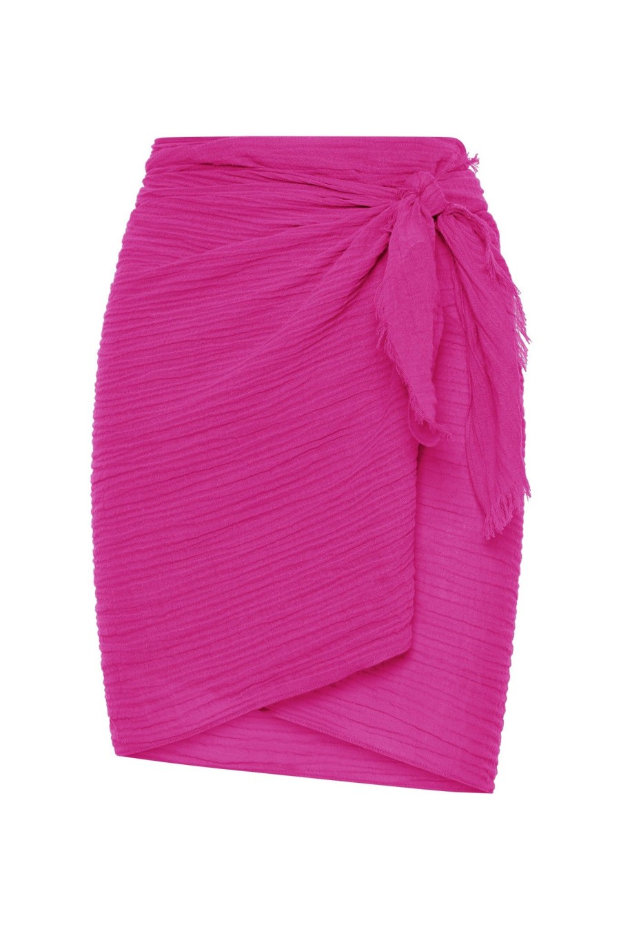 Women Monday Swimwear | Mykonos Sarong-Fuchsia Berry Crinkle