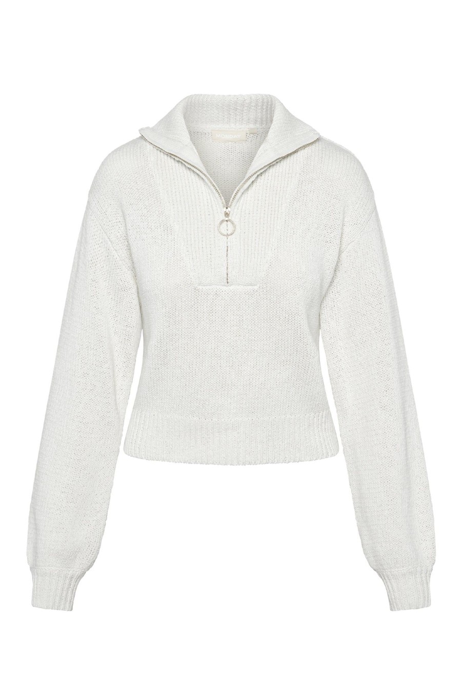 Women Monday Swimwear | Lisbon Quarter Zip Sweater-White