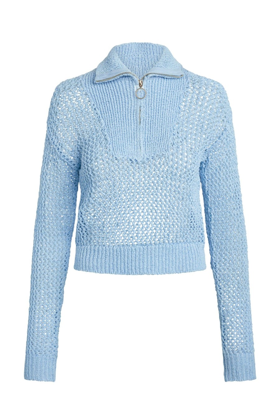 Women Monday Swimwear | Lisbon Quarter Zip Sweater-Sea Mist Petit Crochet