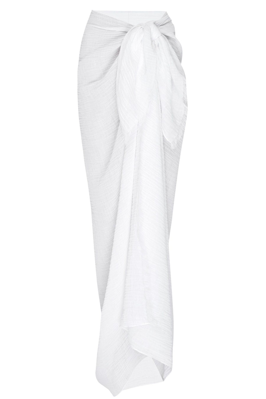 Women Monday Swimwear | St. Tropez Sarong-White Crinkle Linen