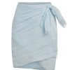 Women Monday Swimwear | Mykonos Sarong-Sea Mist Crinkle Linen