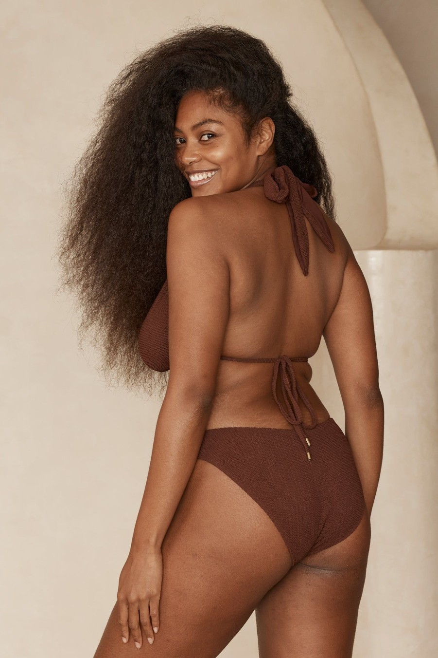 Women Monday Swimwear | Seychelles Bottom-Shaded Oak Crinkle (Modest Coverage)