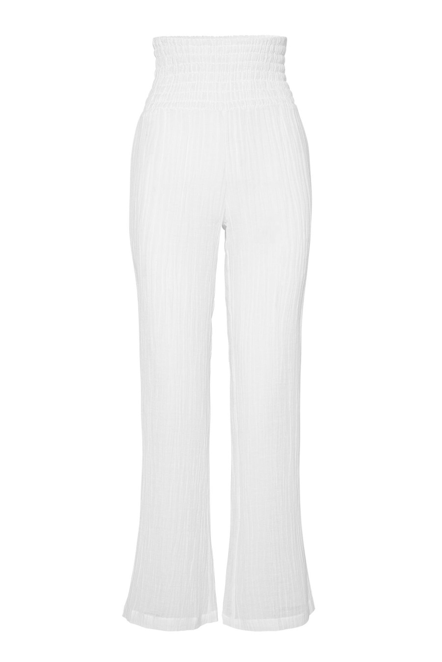 Women Monday Swimwear | San Andres Pant-White Crinkle Linen