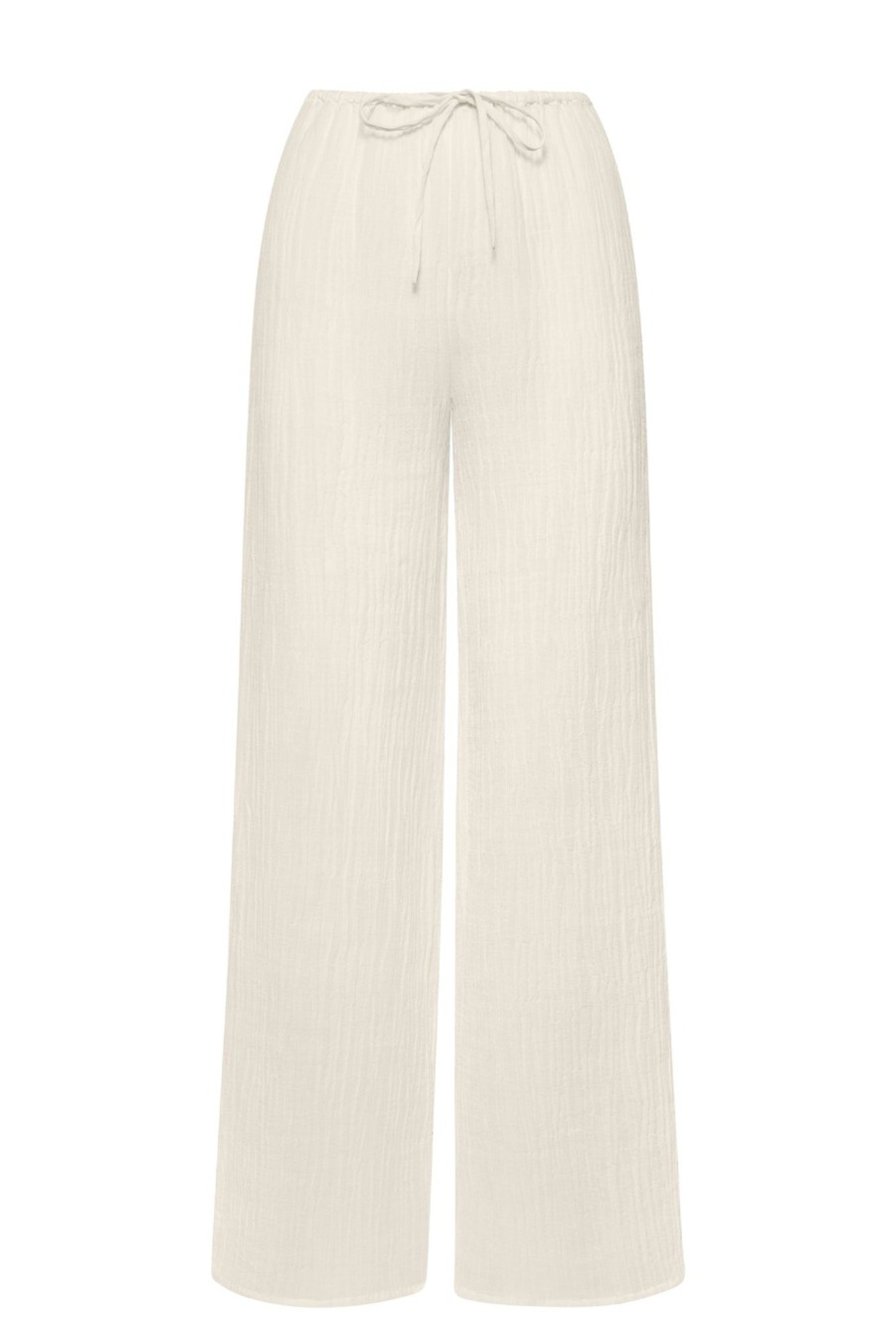 Women Monday Swimwear | Belize Pant-Ivory Crinkle Linen